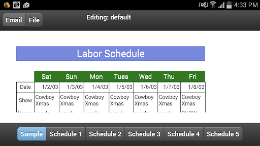 Labour Schedule Mobi