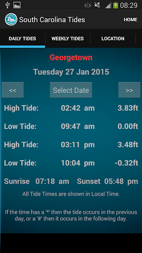 South Carolina Tide Times