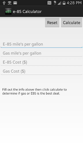 e-85 Calculator