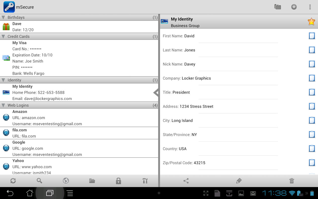 mSecure - Password Manager - screenshot