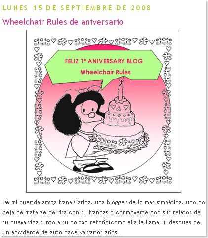 La Hormiguita Hippie- Wheelchair Rules de aniversario