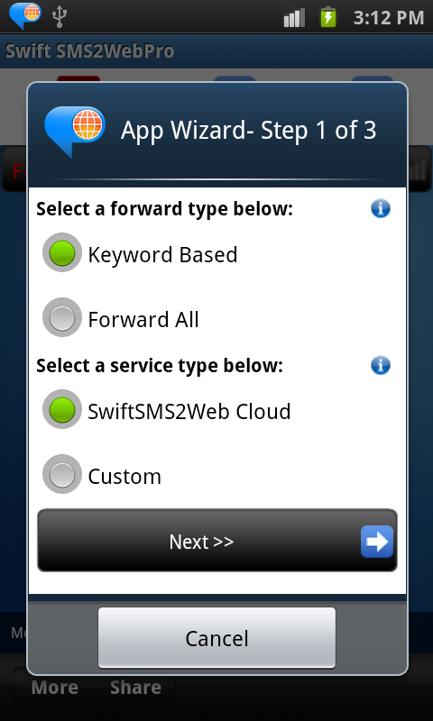 SwiftSms2WebPro Screen 2