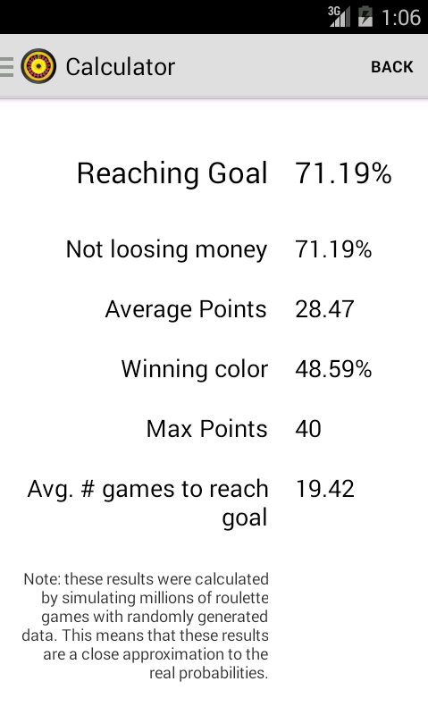 Roulette Optimizer Screen 2