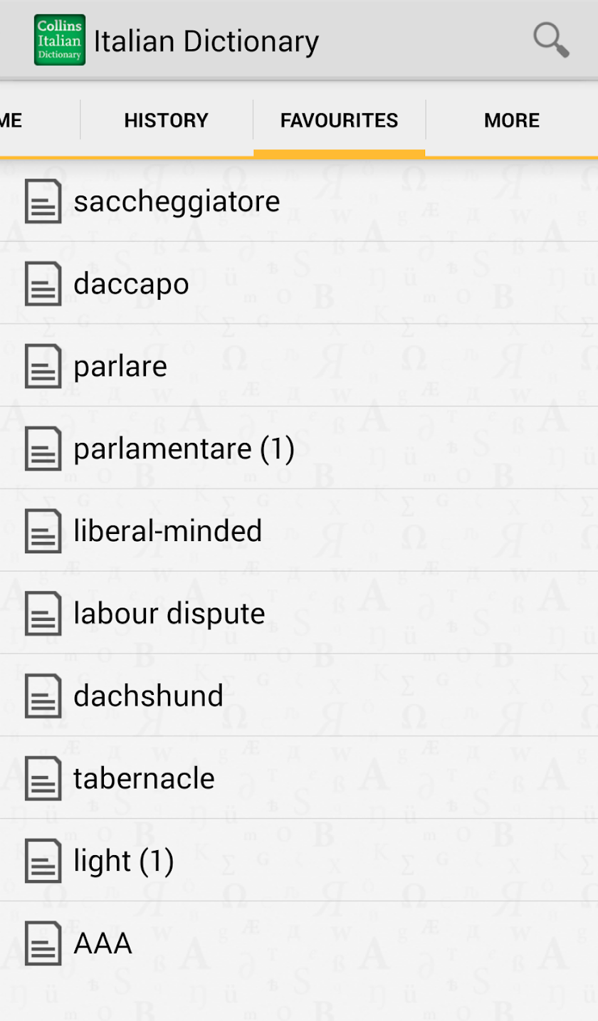 Collins Italian Dictionary Screen 3
