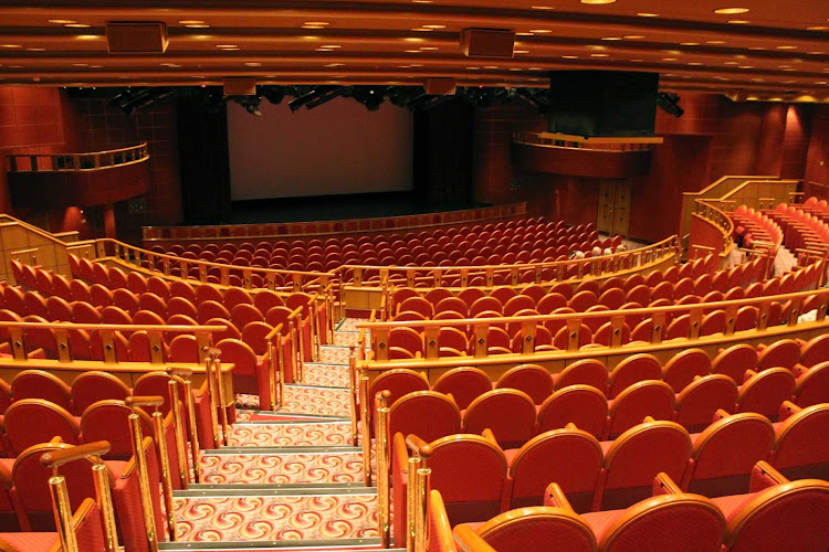 The Princess Theater, which spans two decks on Emerald Princess, offers lavish productions.