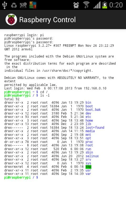 Raspberry Control - screenshot