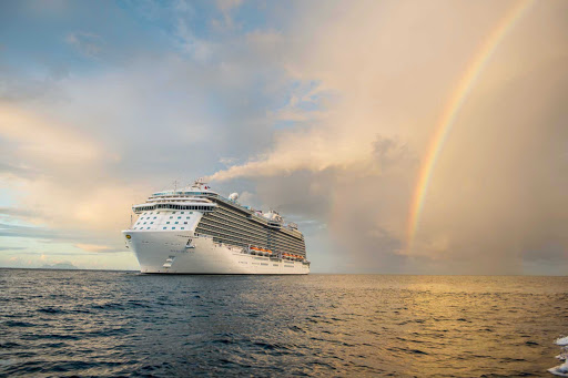 Royal-Princess-rainbow - Outracing the rainbow: Royal Princess sails to a wide range of destinations worldwide, including the Eastern Caribbean, Canada, New England, Azores, British Isles, Spain, Scandinavia, the Baltic Sea and more. 