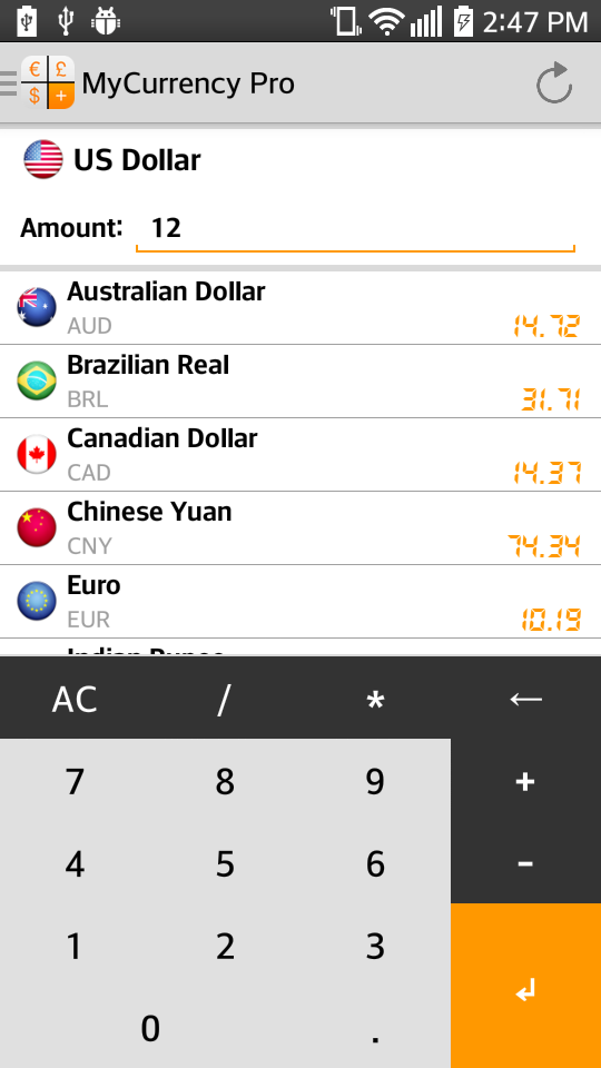 My Currency Pro - Converter Screen 1