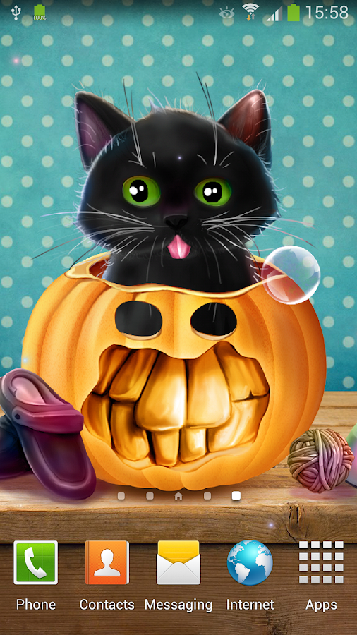 Живые обои Kitty Halloween Live wallpaper для планшетов на Android