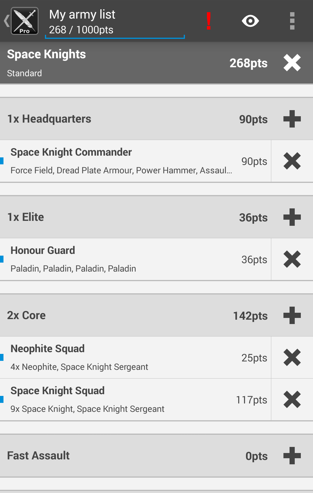 Android application BattleScribe Mobile Pro screenshort
