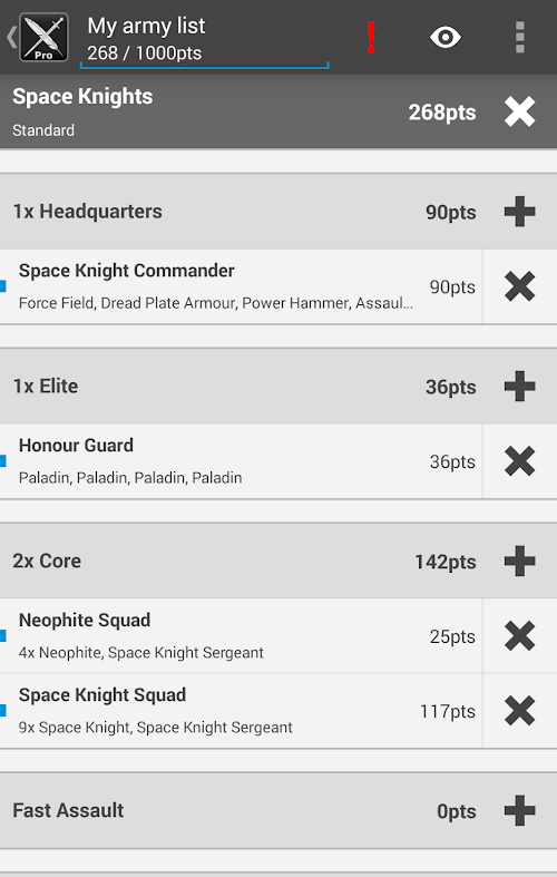 Android application BattleScribe Mobile Pro screenshort