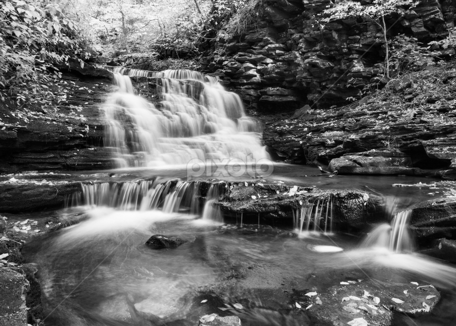 Above Mohican Falls, 2014.10.10 by Aaron Campbell - Black & White Landscapes