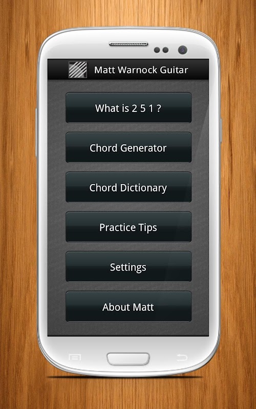 Android application Matt Warnock Guitar 251 Chords screenshort
