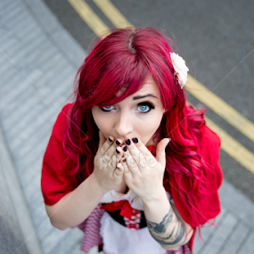 Red Ridinghood in London by Colin Strain - People Portraits of Women