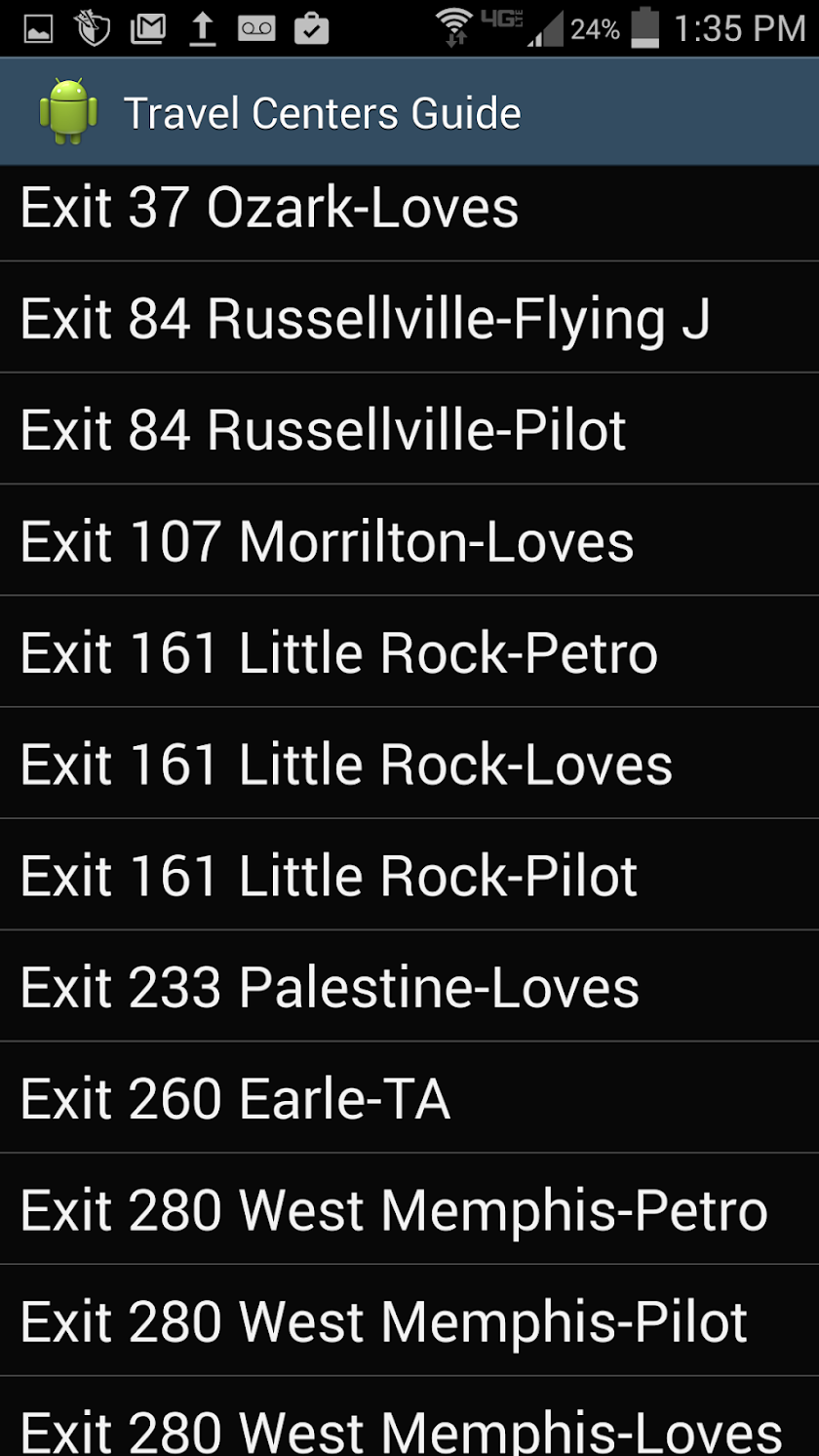 Truck Stop Guide Screen 2