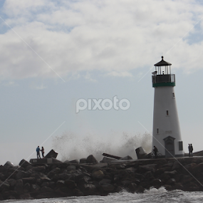 Lighthouse splash. by Karin Pelton - Buildings & Architecture Other Exteriors