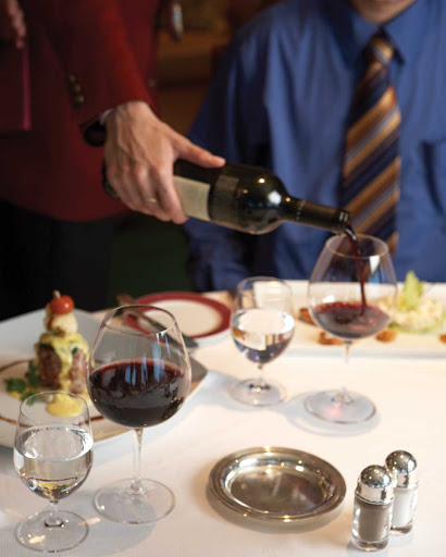 Oceania Insignia's sommeliers will ensure you are served premium wines to complement your meal while dining at the Polo Grill restaurant.