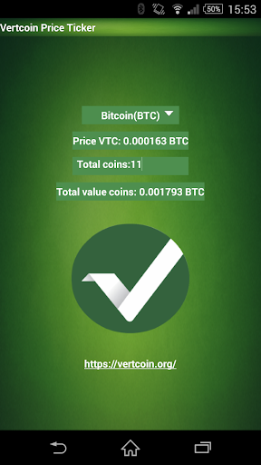 Vertcoin VTC price ticker