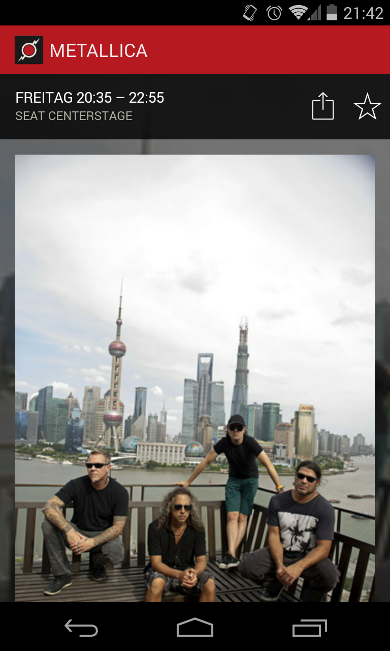 The official Rock im Park App Screen 3