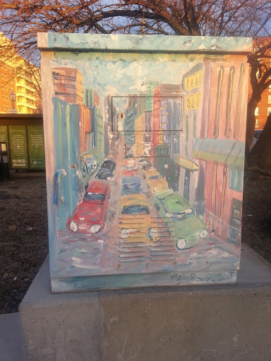 Cars and Lights Painted Electric Box