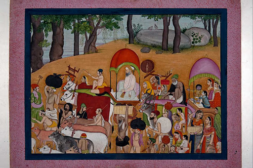 Nanda and other cowherds moving to Vrindavana Based on the story of the Bhagavata – Purana