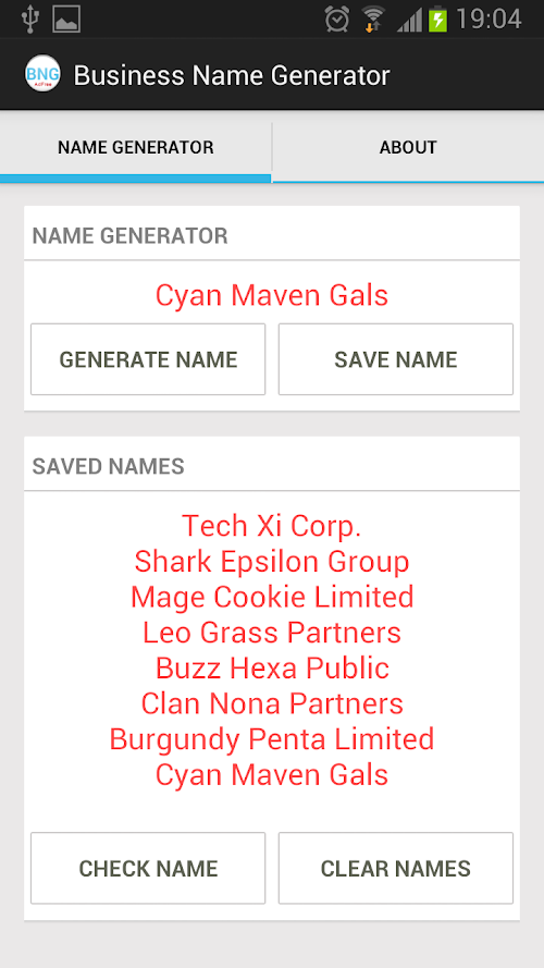 Android application Business Name Generator Adfree screenshort