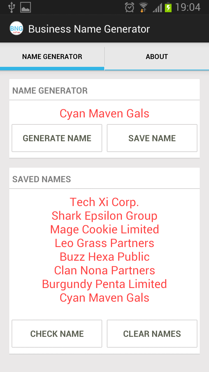 Business Name Generator Adfree Screen 1