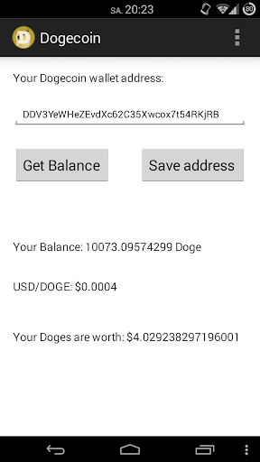 Dogecoin Balance + Widget