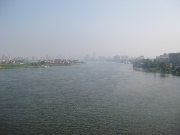 The Nile, with Cairo spreed across it.