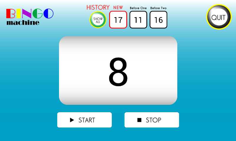 Bingo machine Screen 2