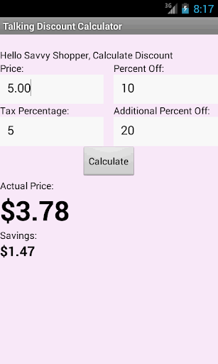 Talking Discount Calculator