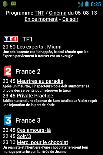 Programme TNT Cinéma