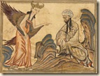 Mohammed and Gabriel - Miniature illustration on vellum from the book Jami' al-Tawarikh