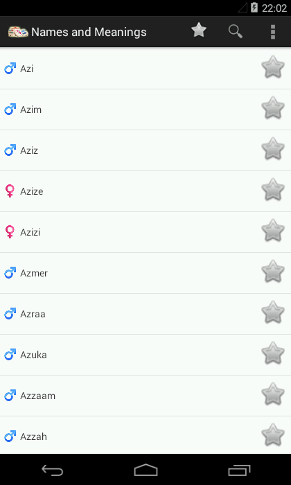 Names and Meanings Screen 1
