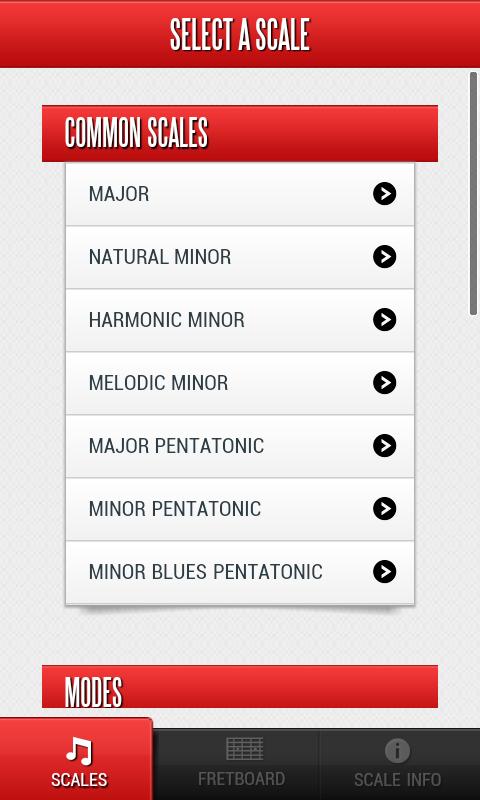 The Guitarists Scales &amp; Modes Screen 2