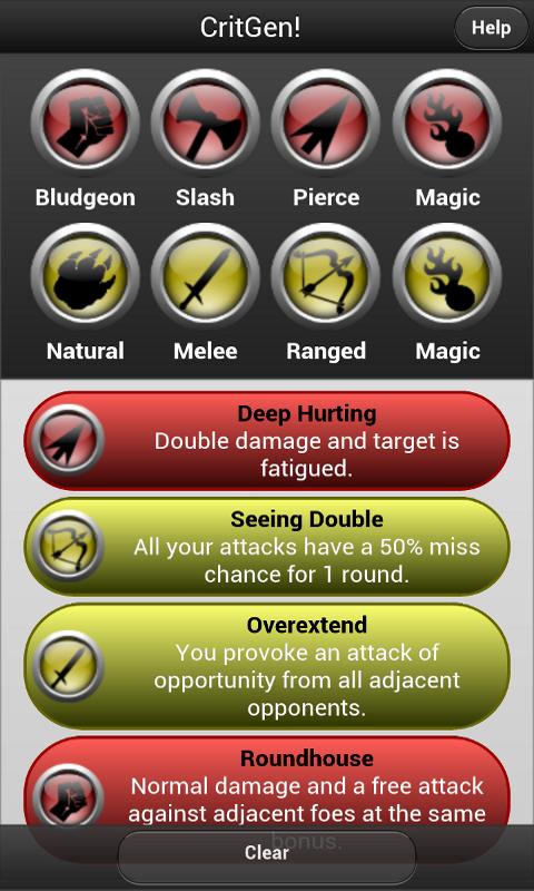 Android application CritGen! screenshort