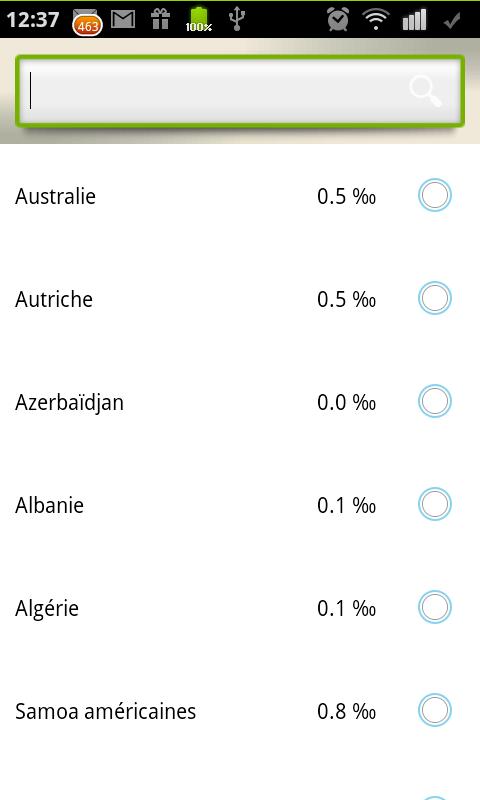 Android application Breathalyzer screenshort