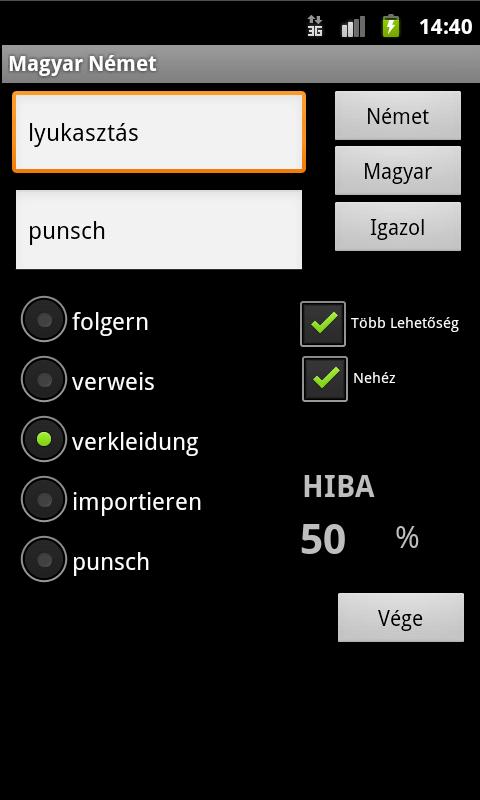 German Hungarian Dictionary Screen 2