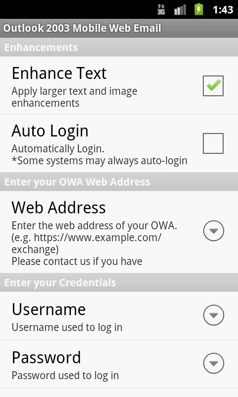 QOWA 2003 for Exchange Email Screen 3