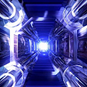 3D BLUE SPACE SHIP TUNNEL