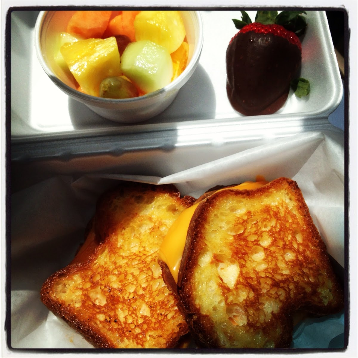 GF grilled cheese with a side of fruit
