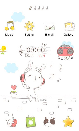 CUKI Themes Cute Music Rabbit
