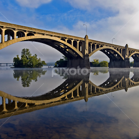 Fog Lifting by Rod Schrader - Buildings & Architecture Bridges & Suspended Structures