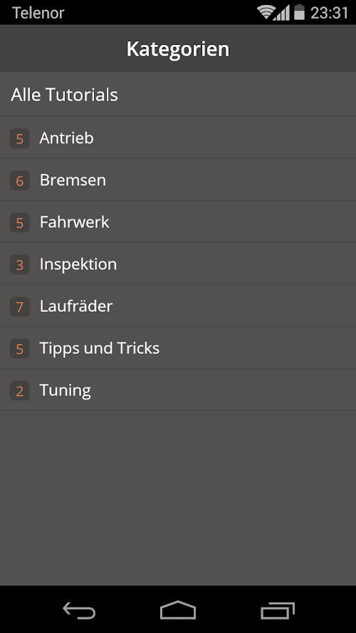 Android application MountainBIKE Werkstatt screenshort
