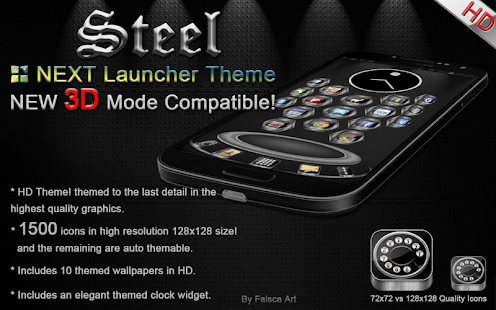 Next Launcher Theme Steel 3D