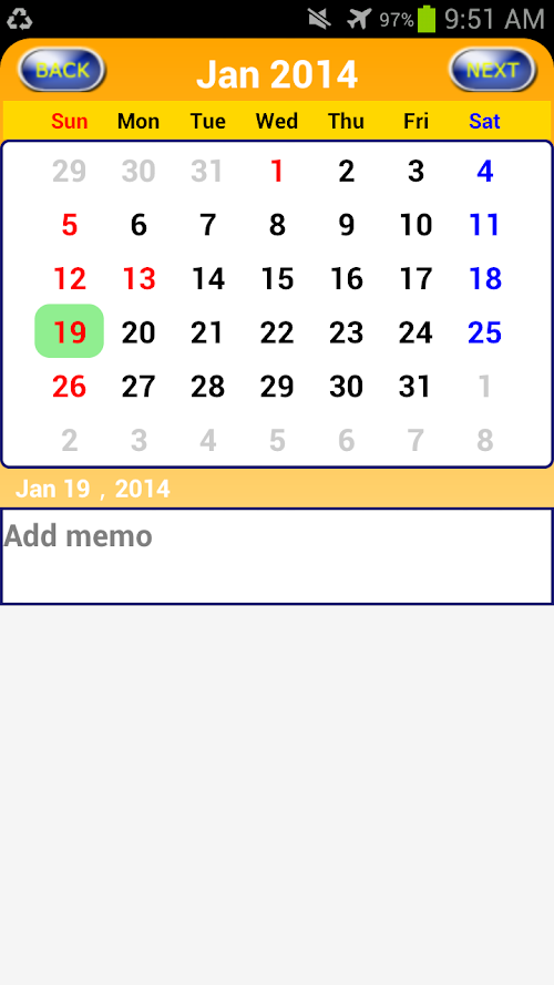 Android application Memo Calendar screenshort