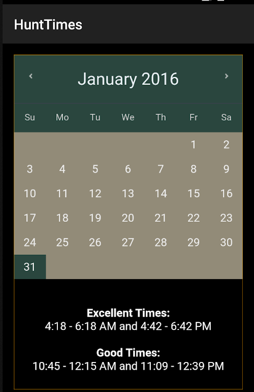 Android application HuntTimes by DataSport screenshort