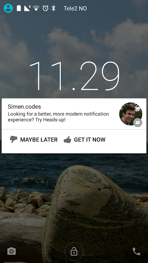 Heads-up notifications - screenshot