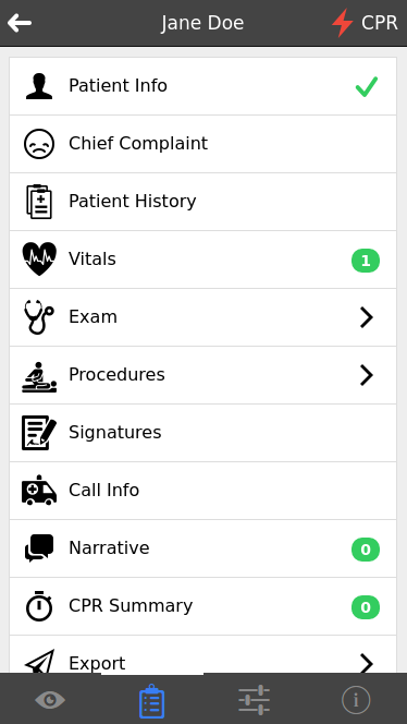 Android application ePCR screenshort