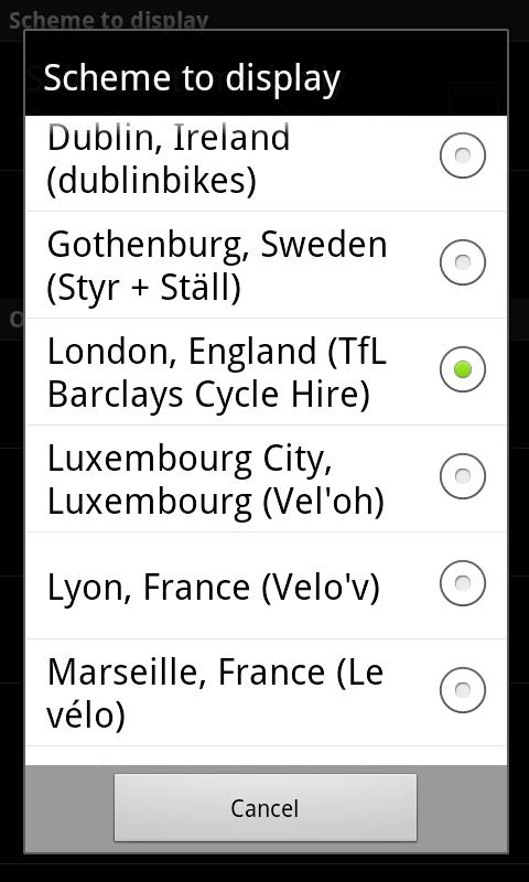 Cycle Hire Widget Screen 3